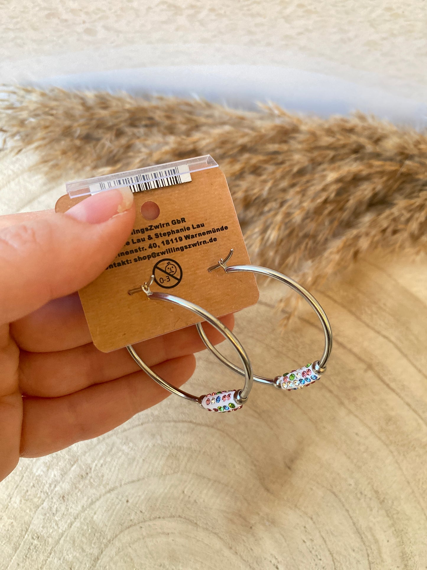 Ohrhänger Edelstahl -Multicolor/Silber Strass Creolen-