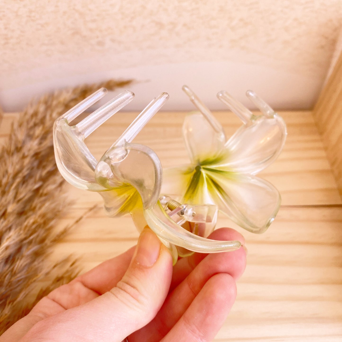 Haarklammer Flower -Grün Metallic-