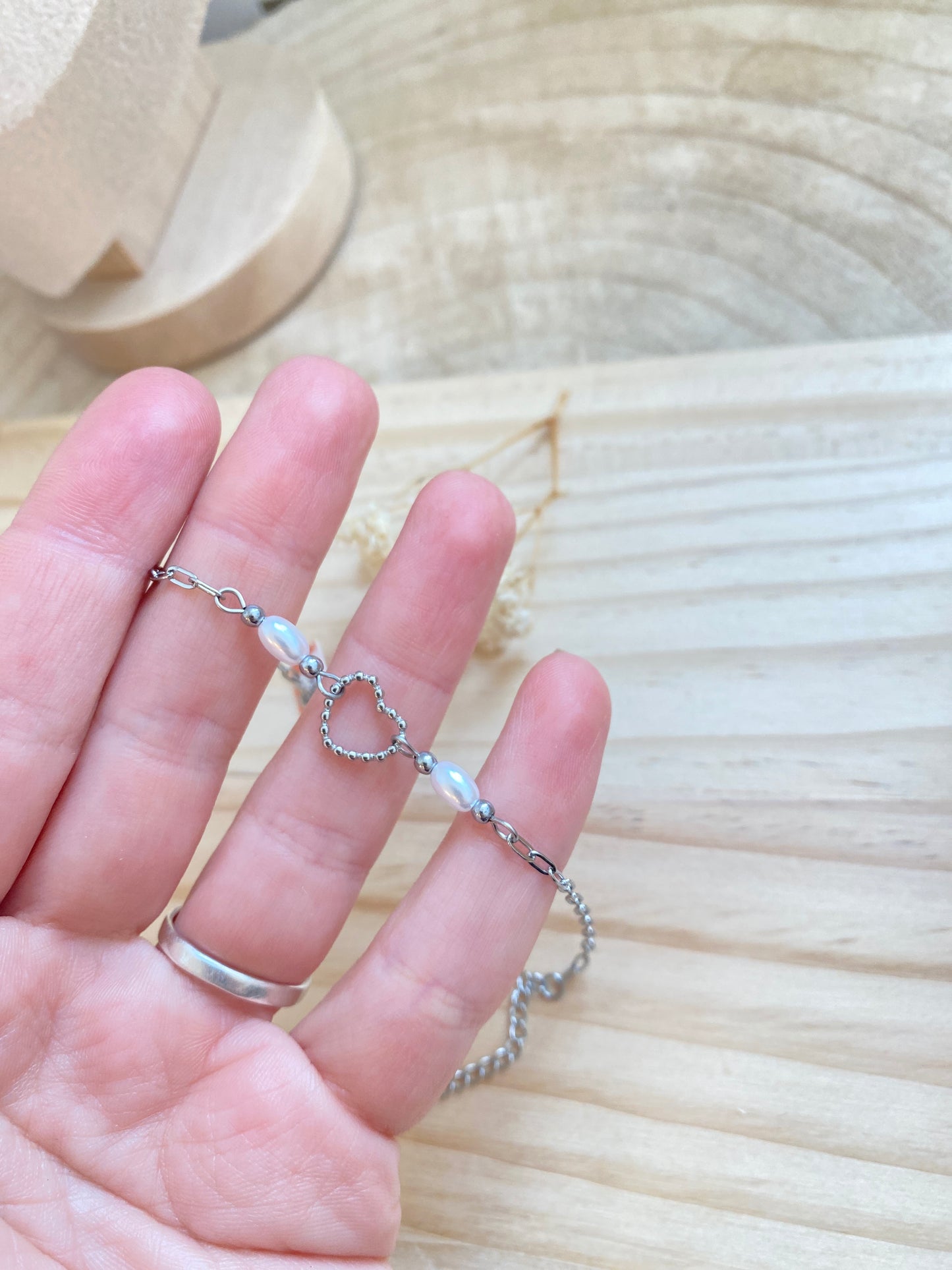 Herz mit Perlen Silber