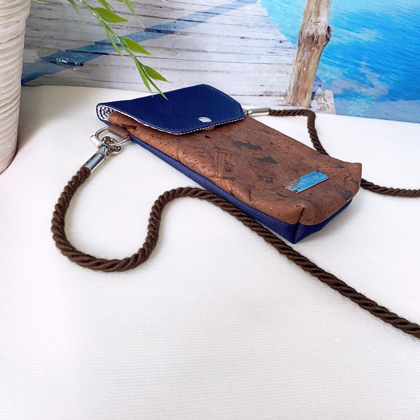 Handytasche *ohne Motiv* Nachtblau/Kork Braun Bronze