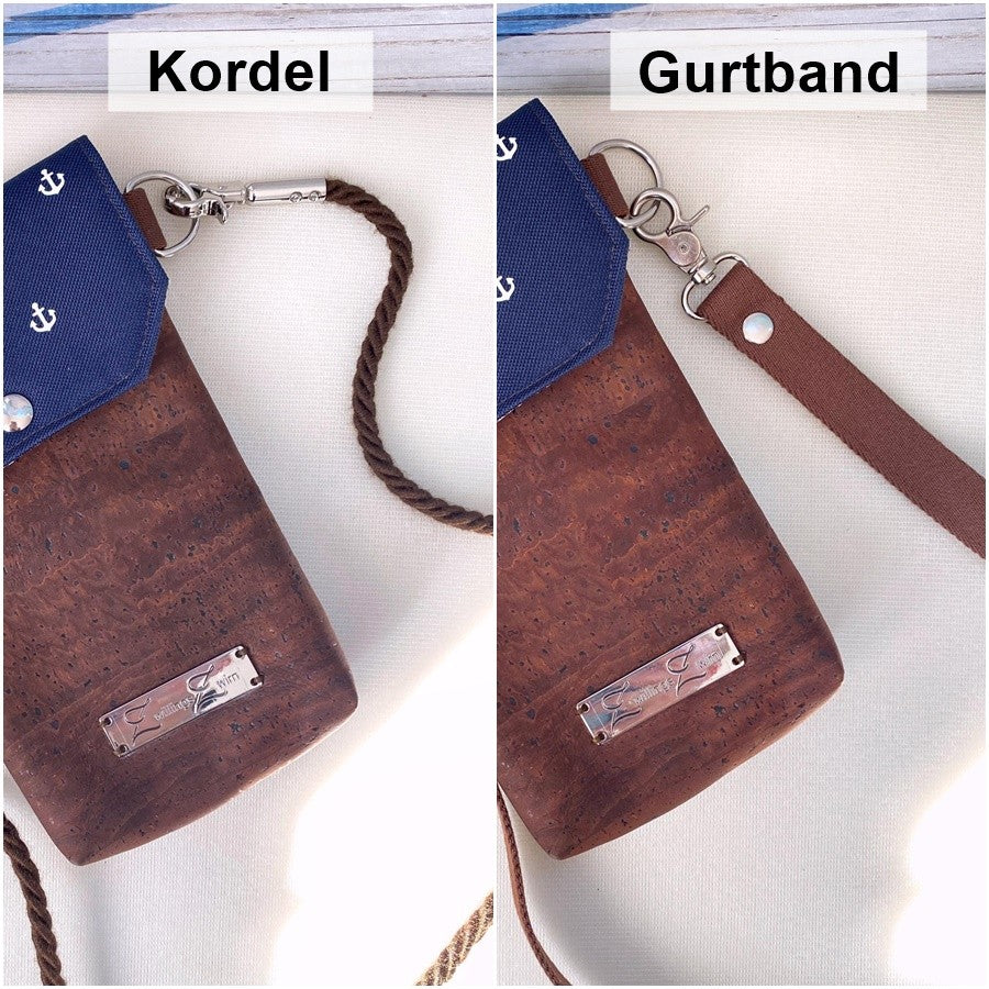 Handytasche *Anker* Kupfer/Nachtblau/Kork Cognac