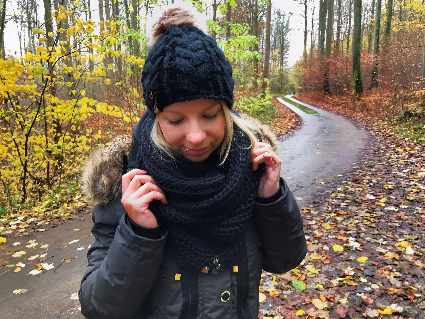 Strickmütze Schwarz -Anker-