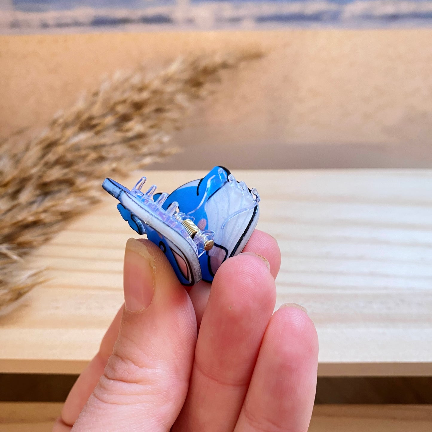 Haarklammer klein -Wal Blau/Weiß-