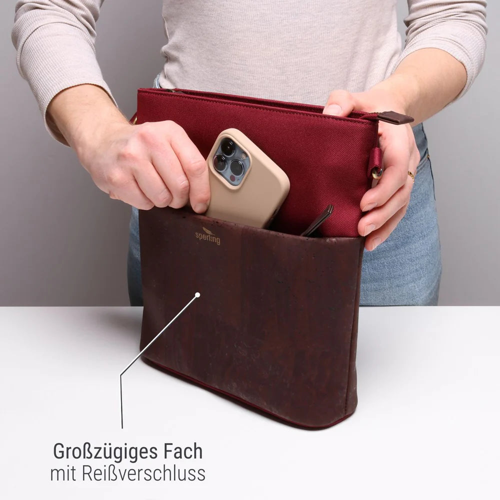 Umhängetasche Sperling Classic *Bordeaux/Kork Braun*