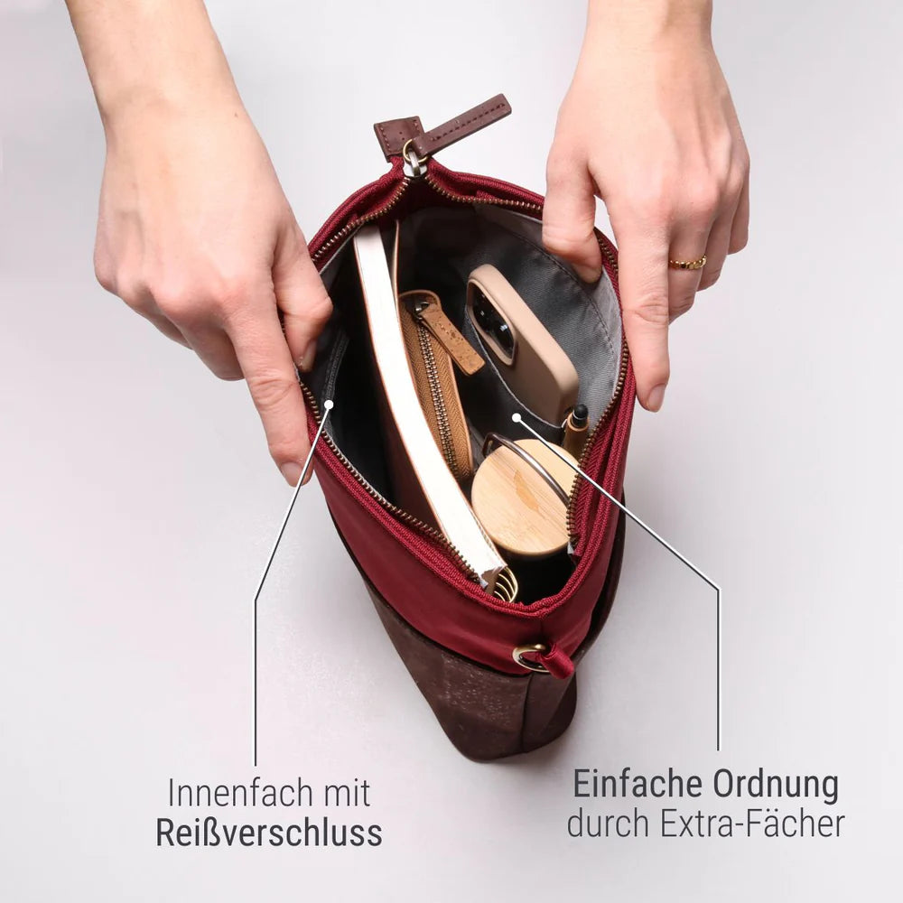 Umhängetasche Sperling Classic *Bordeaux/Kork Braun*