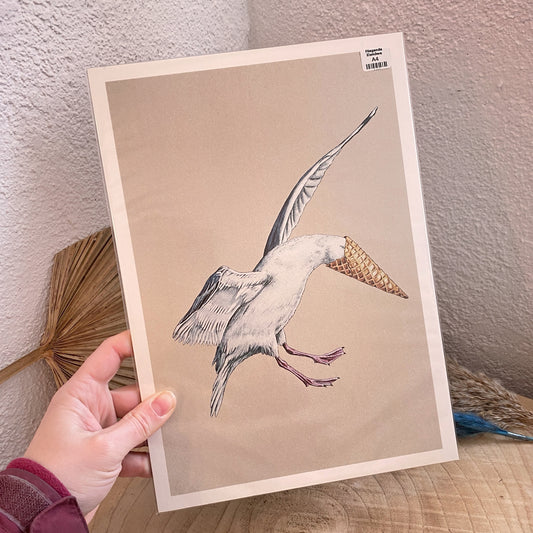 Kunstdruck A4 -Fliegende Eismöwe-