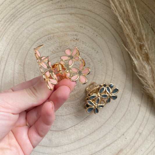 Haarklammer Mini Flower -3er Metallic-