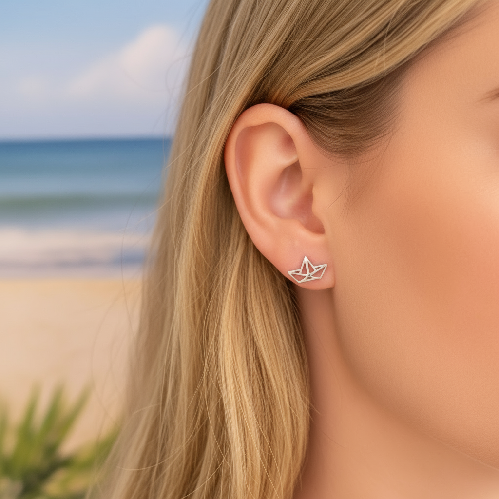 Ohrstecker Edelstahl -Papierboot-