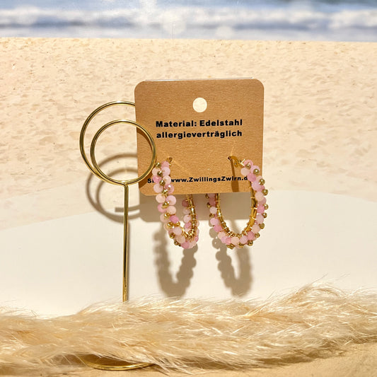 Ohrhänger Edelstahl -Creolen Beads light Lila-