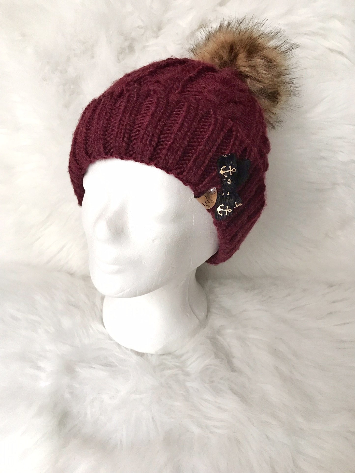 Strickmütze Bordeaux -Anker-