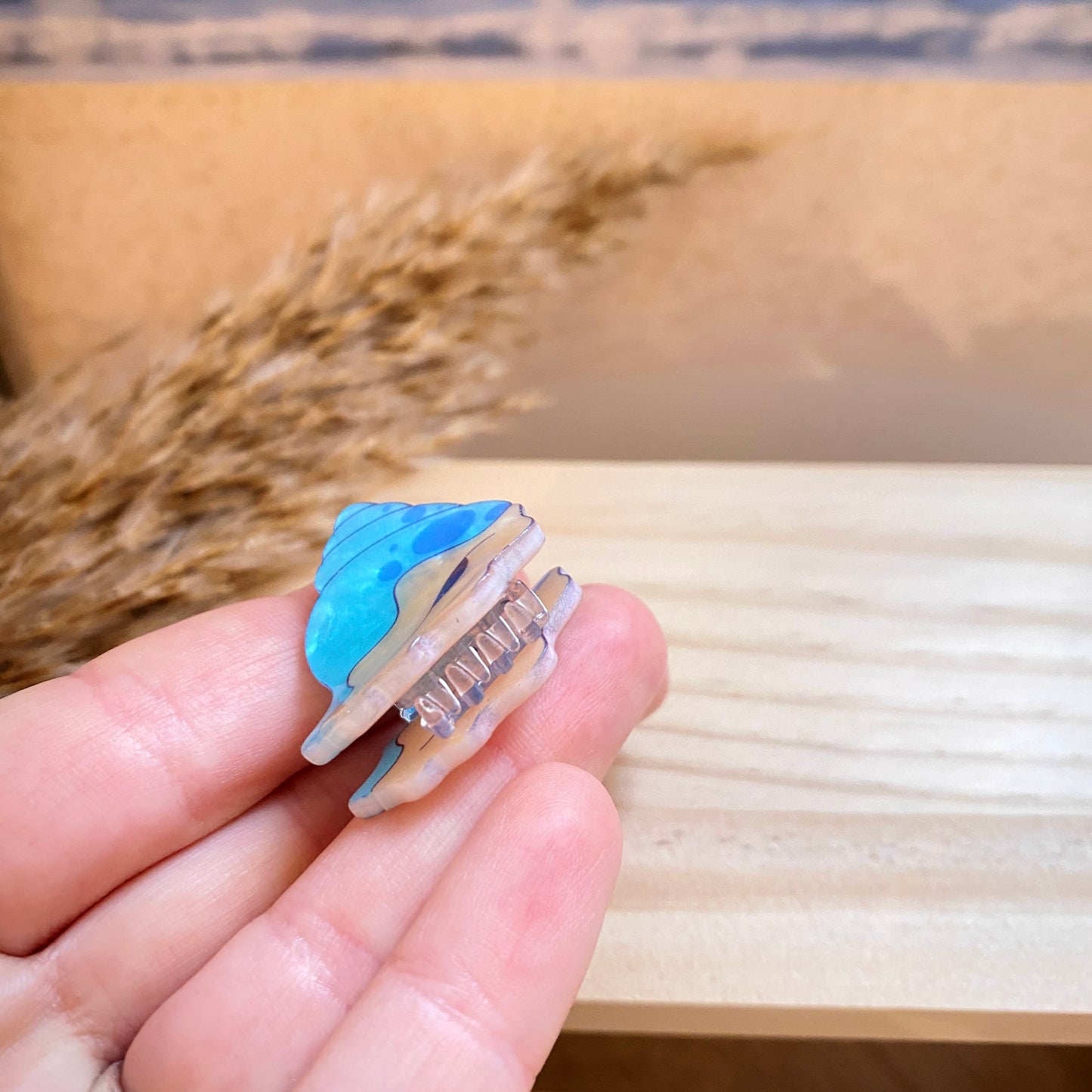 Haarklammer klein -Muschel Blau-