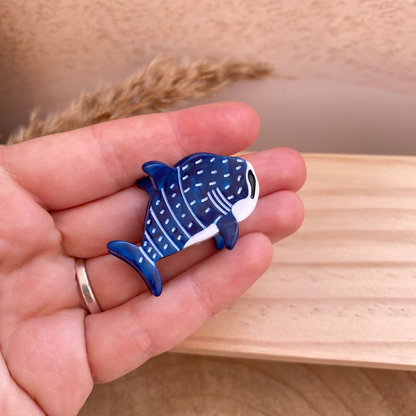 Haarklammer klein -Fisch Navyblau/Weiß-