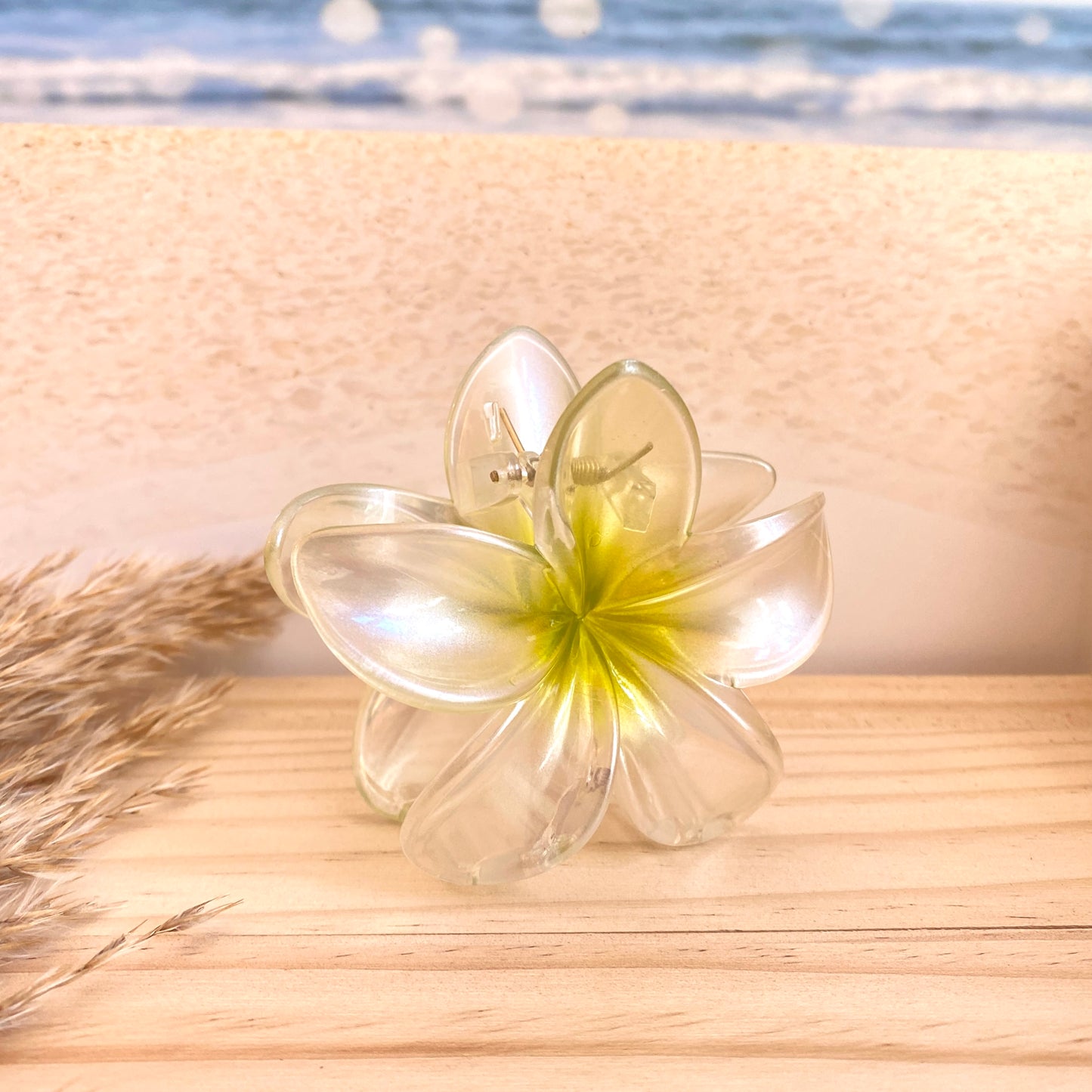 Haarklammer Flower -Grün Metallic-
