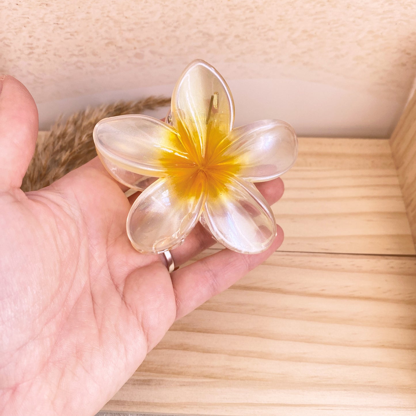 Haarklammer Flower -Gelb Metallic-