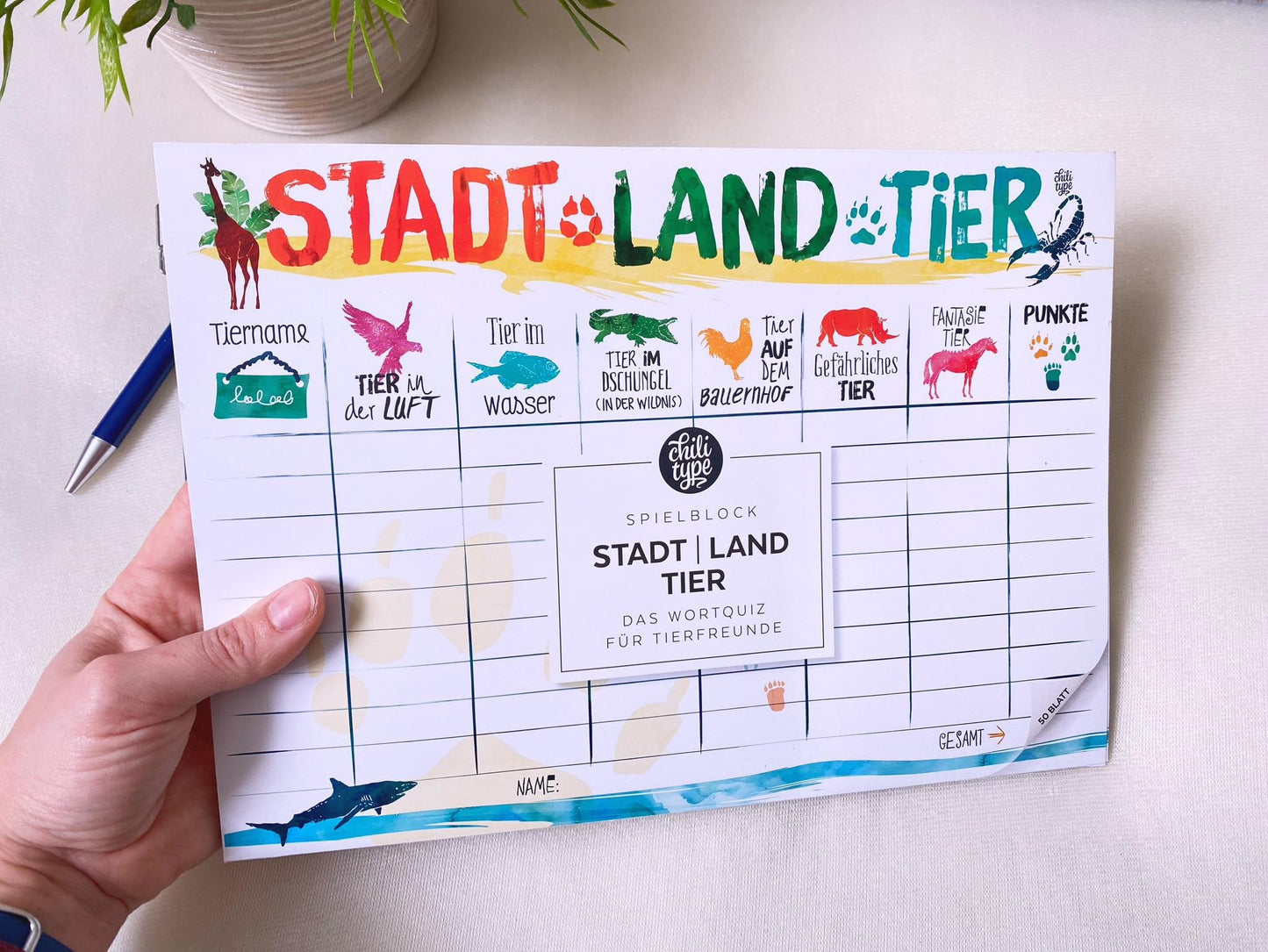 Spielblock A4 Stadt Land Tier
