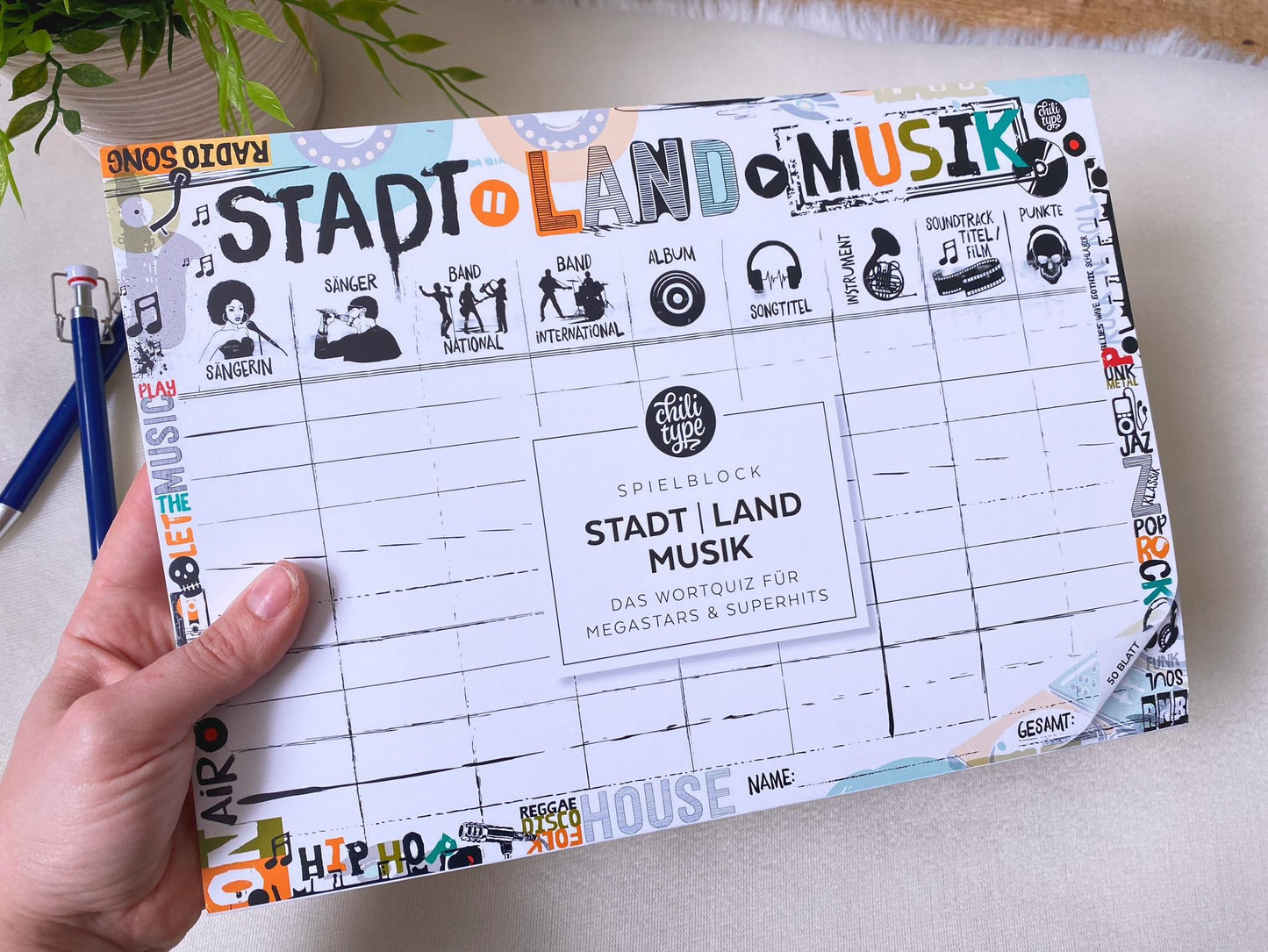 Spielblock A4 Stadt Land Musik