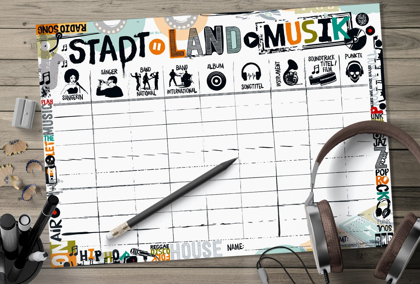 Spielblock A4 Stadt Land Musik