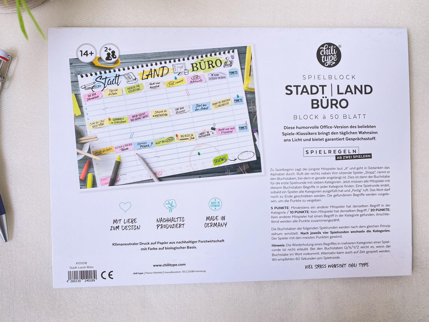 Spielblock A4 Stadt Land Büro