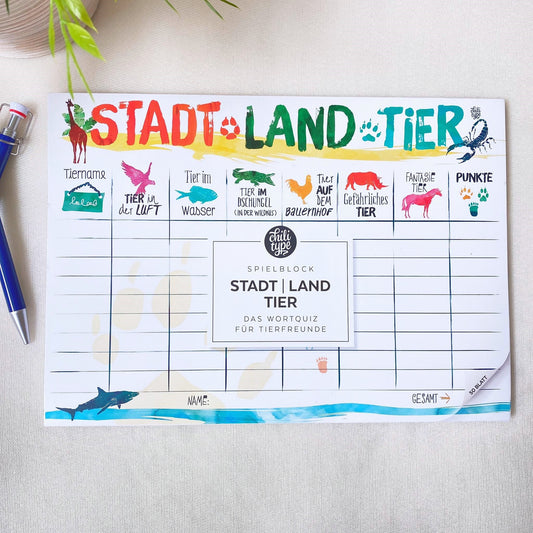 Spielblock A4 Stadt Land Tier