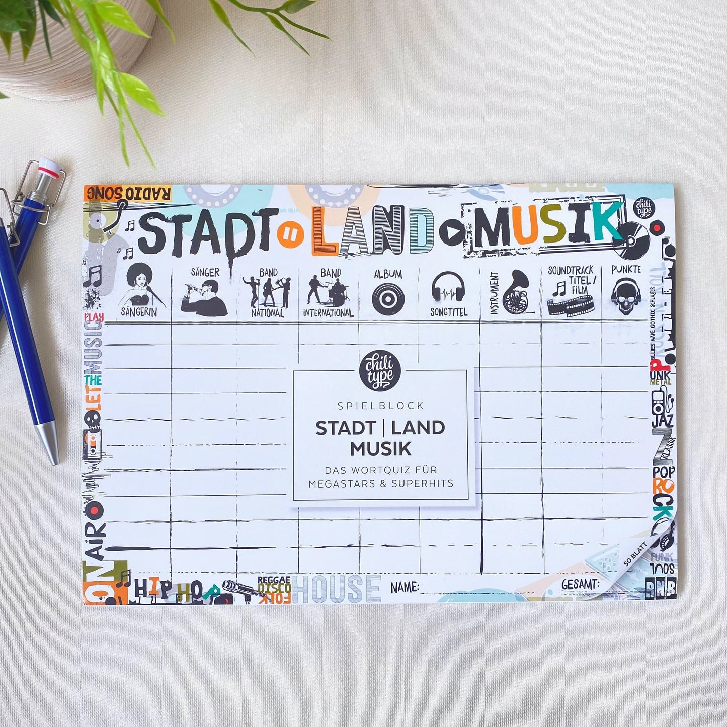Spielblock A4 Stadt Land Musik