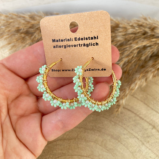 Ohrhänger Edelstahl -Mint Flower Creolen-