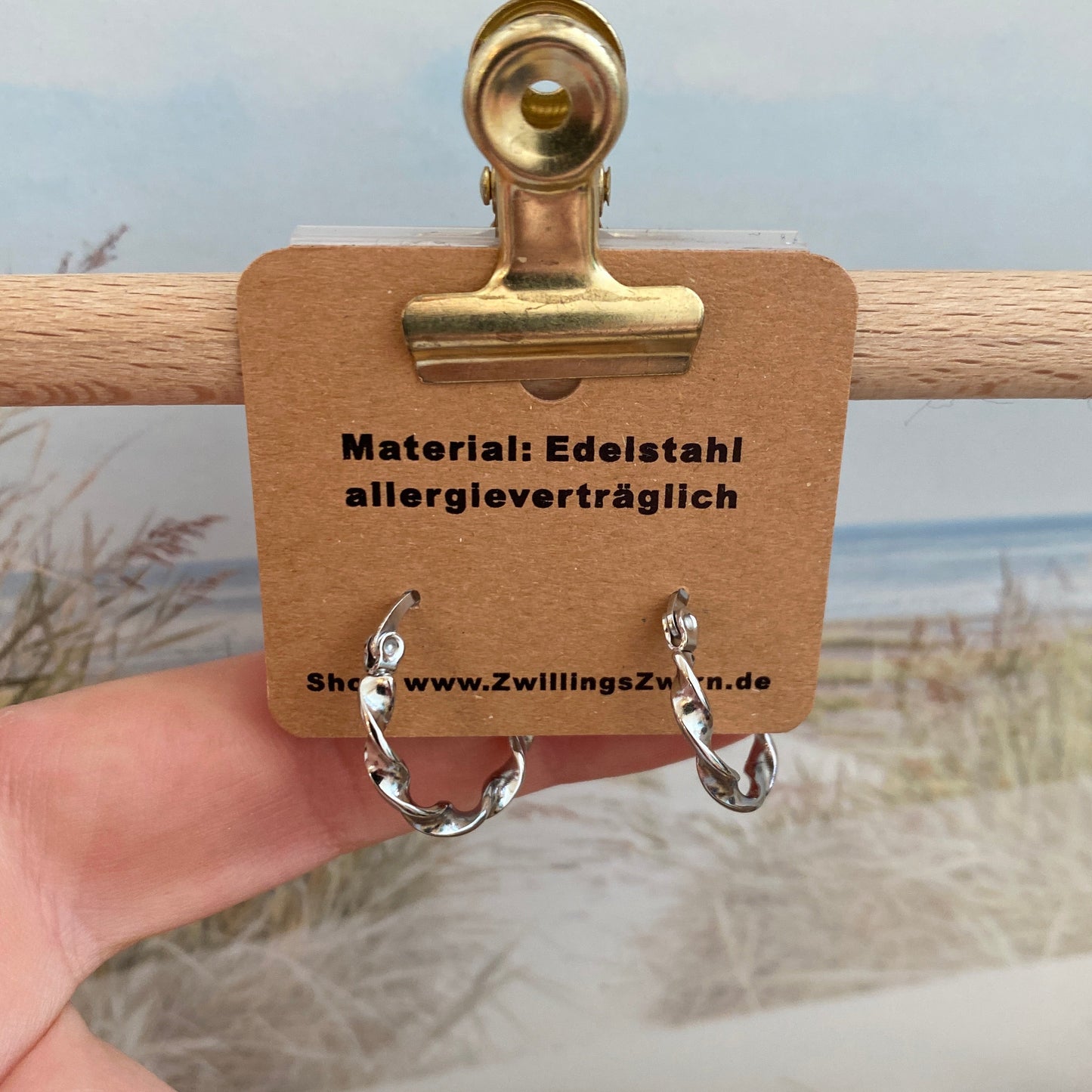 Ohrhänger Edelstahl -Creolen gedreht Silber-