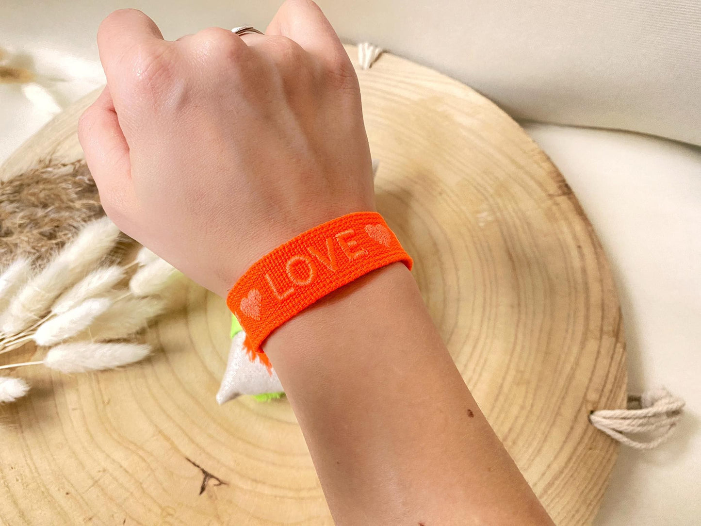 Schiebeknoten Armband -Stoff- Neon