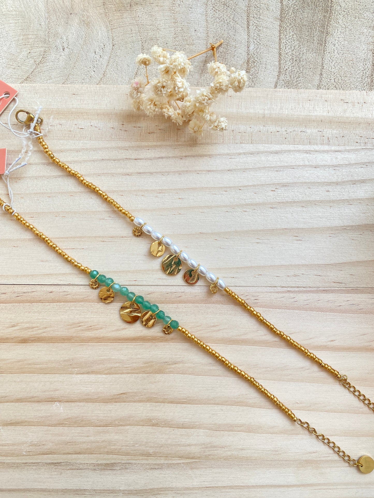 Armband -Perlen Perlmutt & Coins-