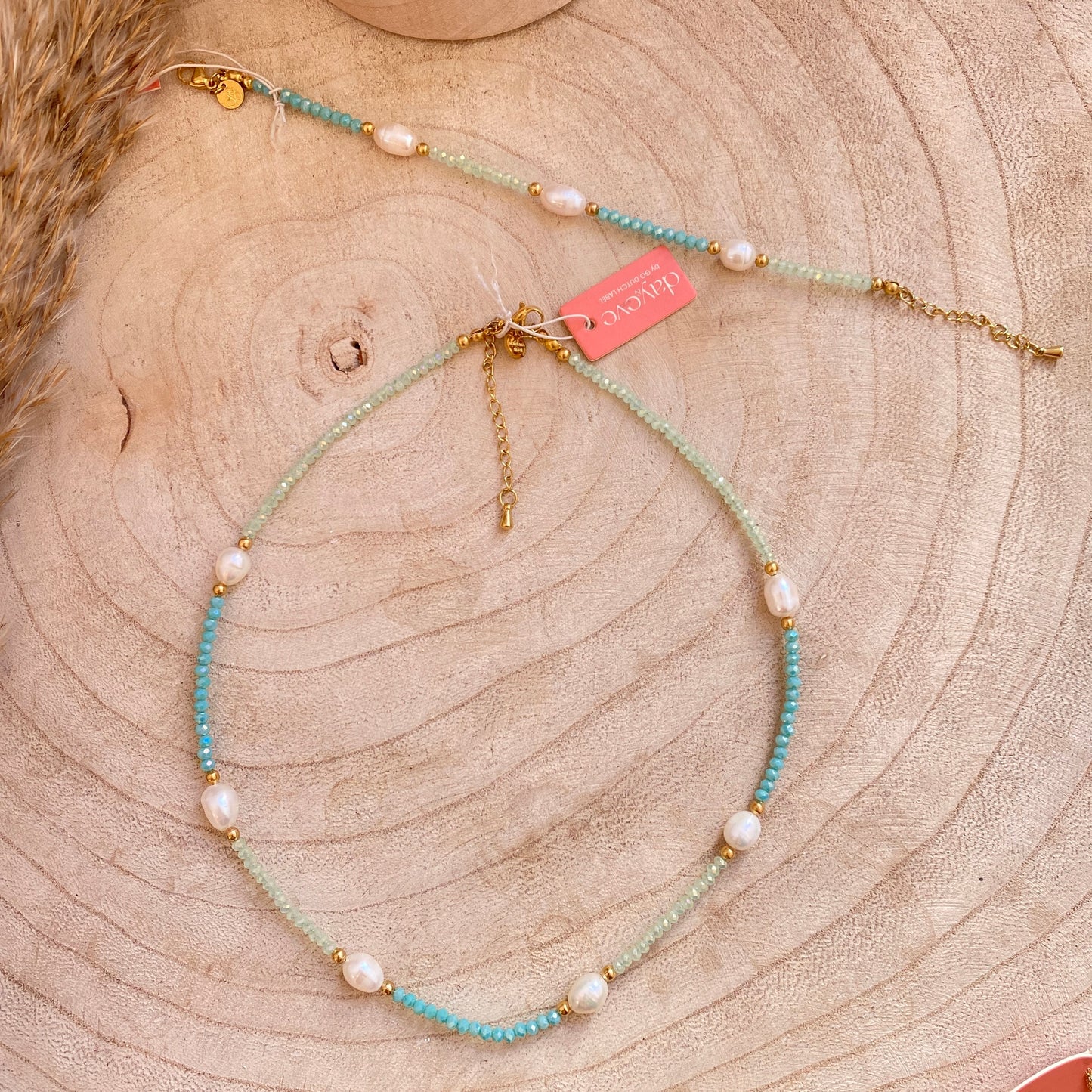 Perlen Mint/Türkis Gold