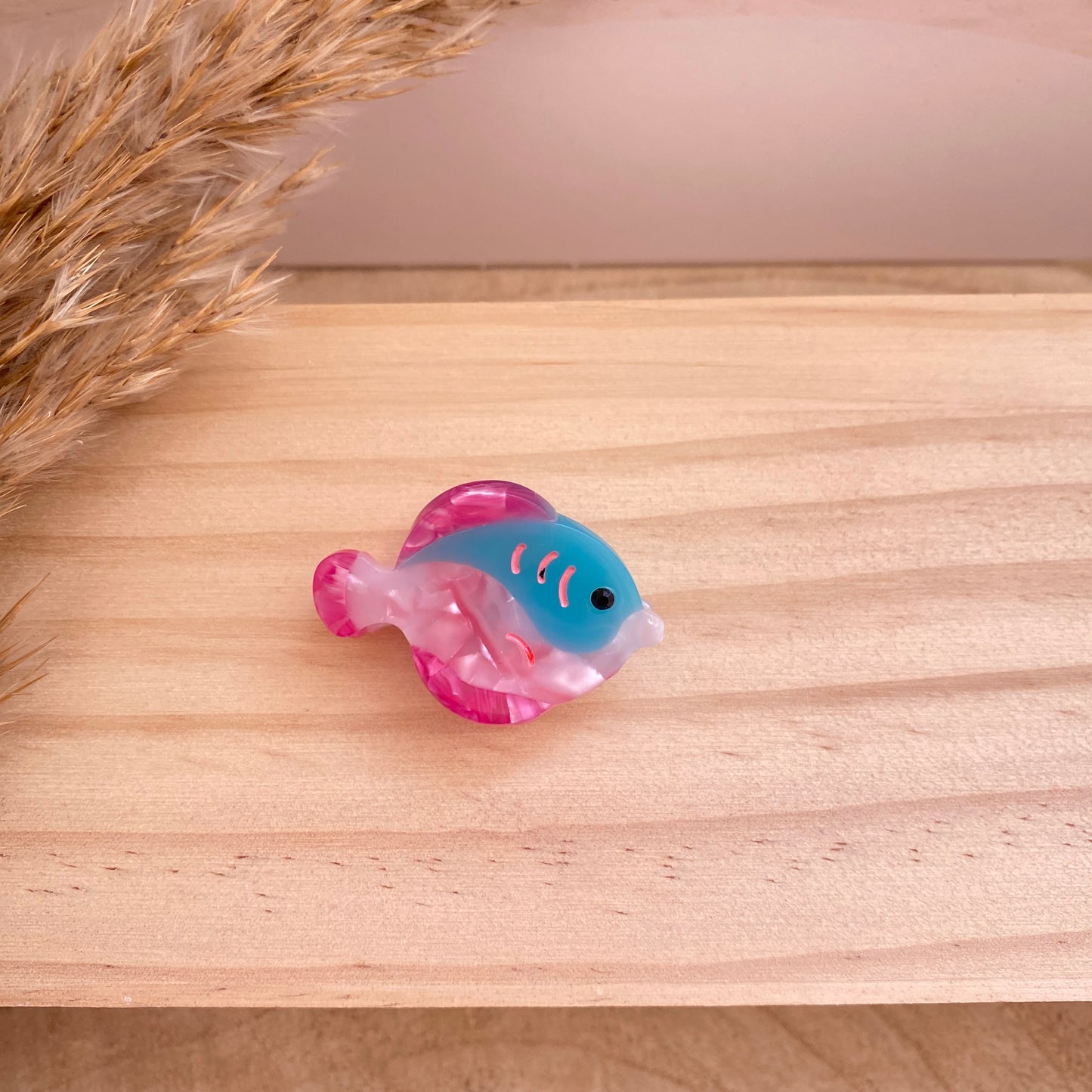 Haarklammer klein -Fisch Türkis/Pink-