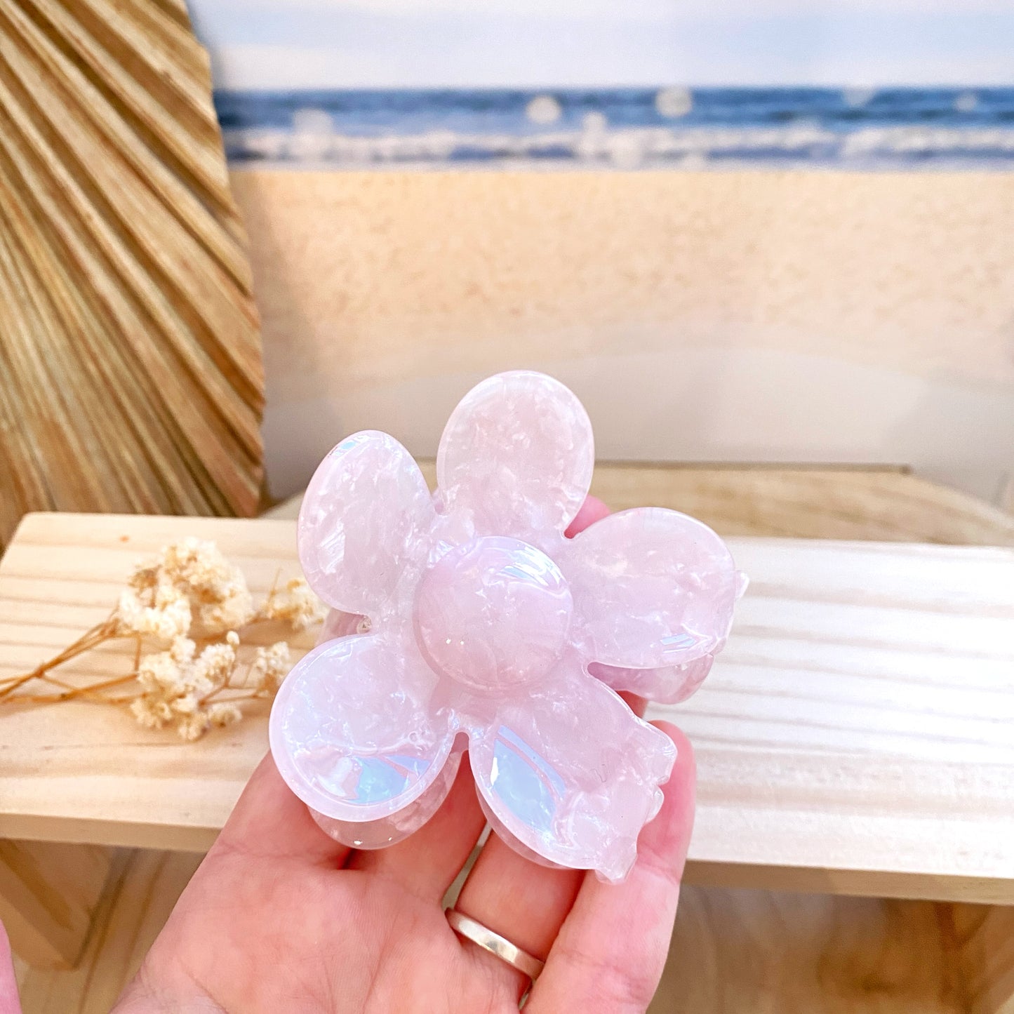 Haarklammer Blume -Rosa meliert-