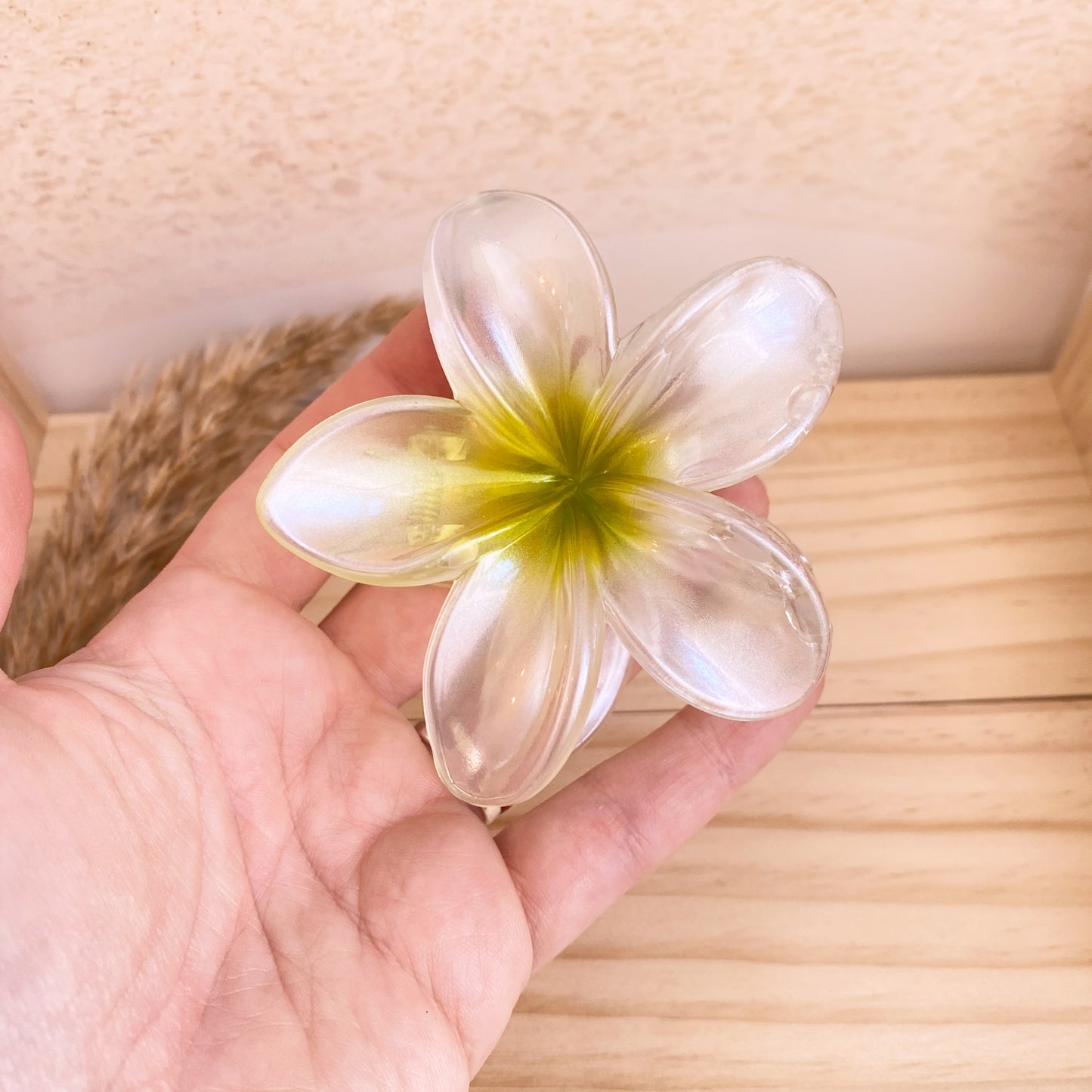 Haarklammer Flower -Grün Metallic-