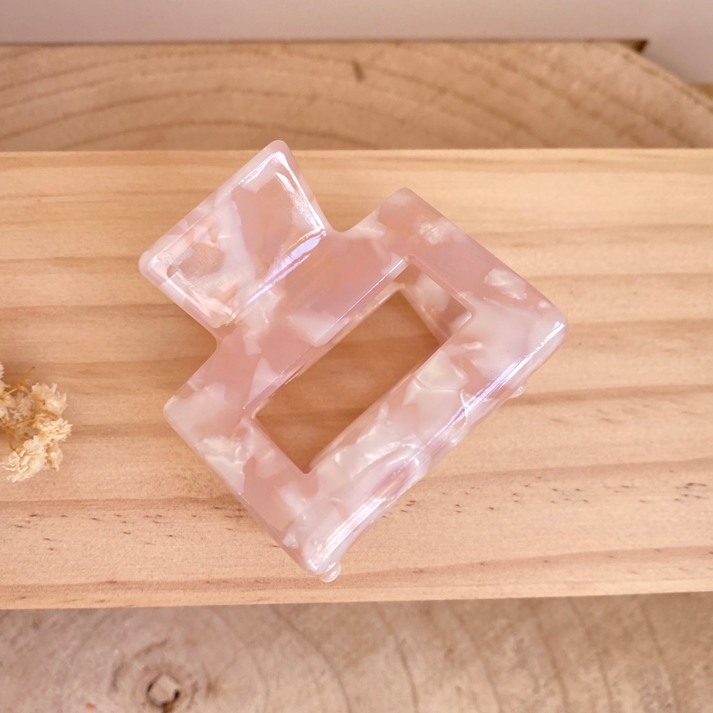 Haarklammer eckig mittel -Rosa funkeln-