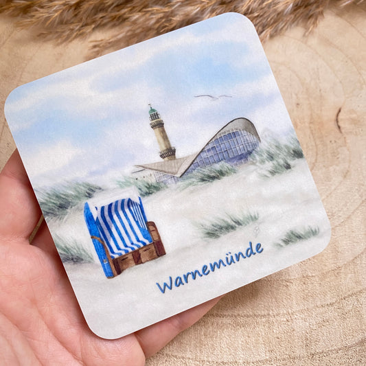 Untersetzer -Warnemünde Strandkorb-