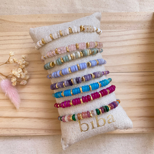 Armband elast. Flachperle/Gold