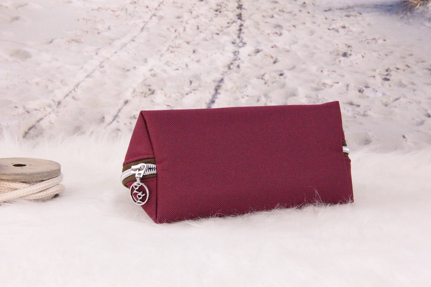Make-up Tasche -Anker Weiß/Bordeaux/Braun-