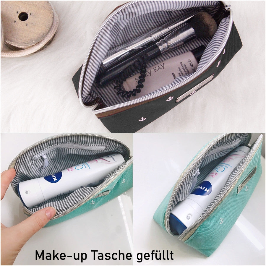 Make-up Tasche -Anker Weiß/Bordeaux/Braun-