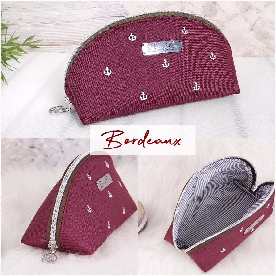 Make-up Tasche -Anker Weiß/Bordeaux/Braun-