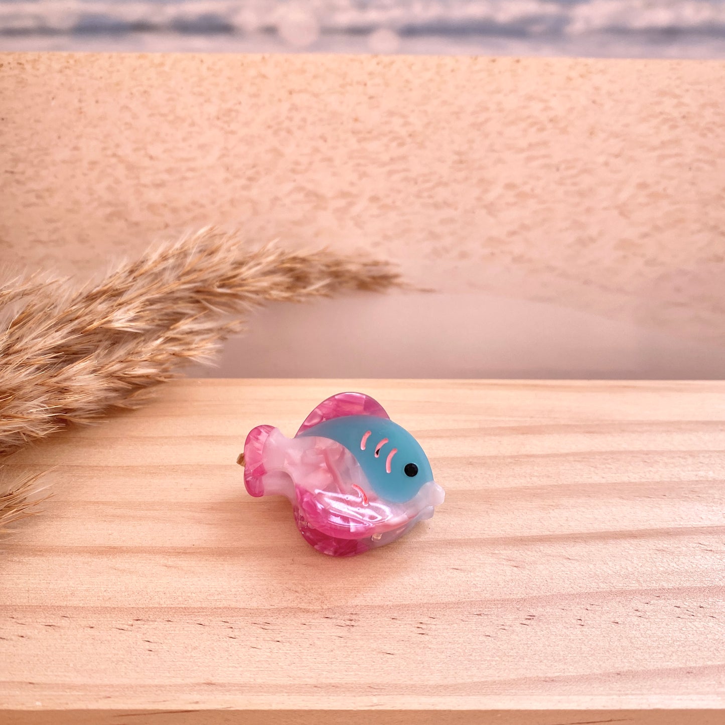 Haarklammer klein -Fisch Türkis/Pink-