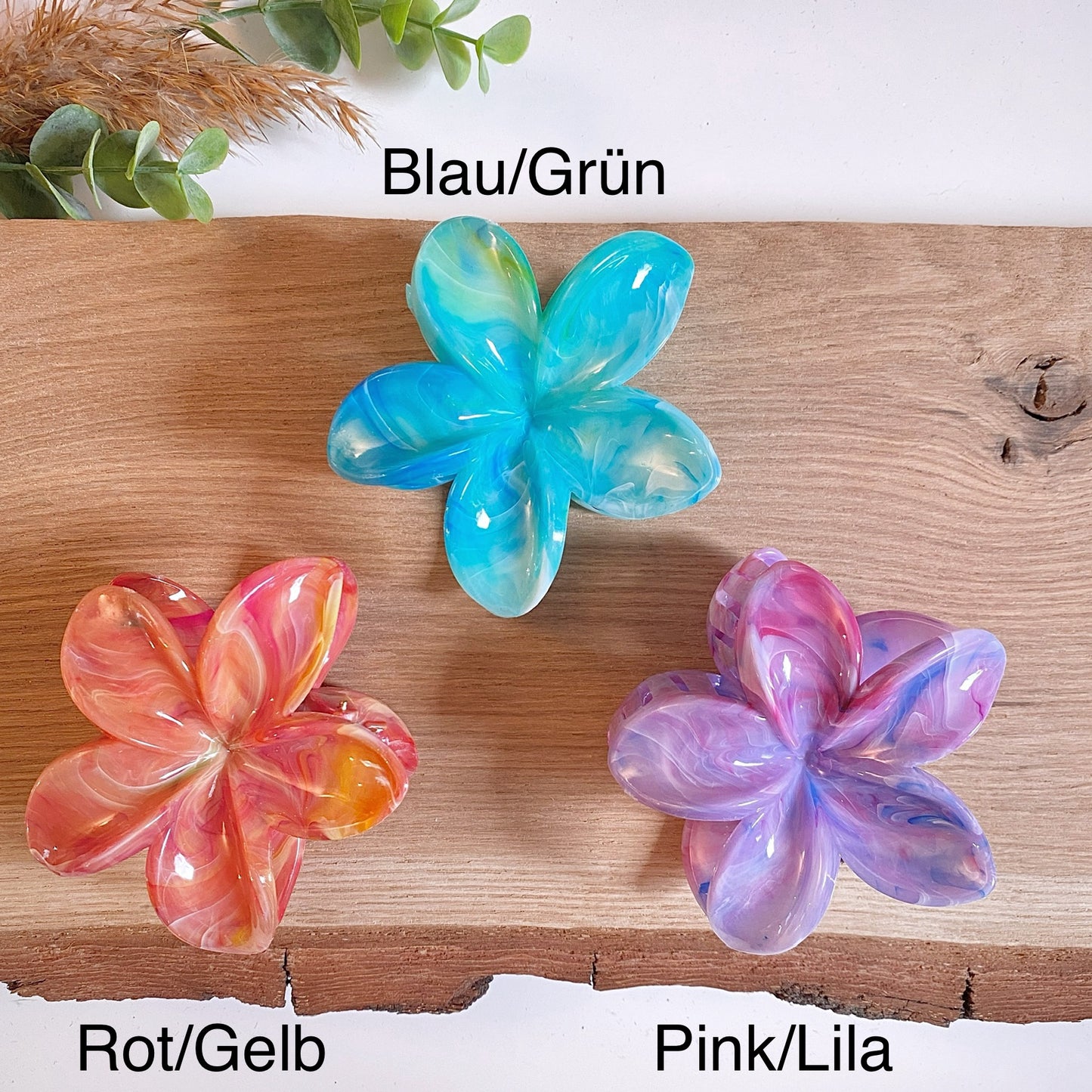 Haarklammer Flower -Marble-