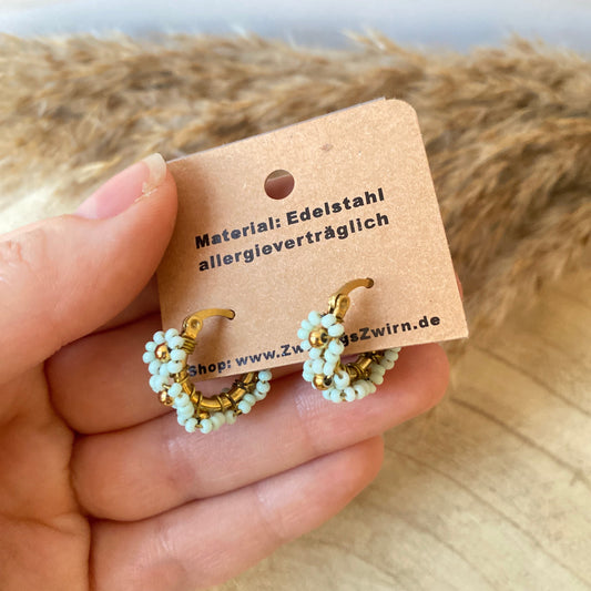 Ohrhänger Edelstahl -Mint Flower Hoops-