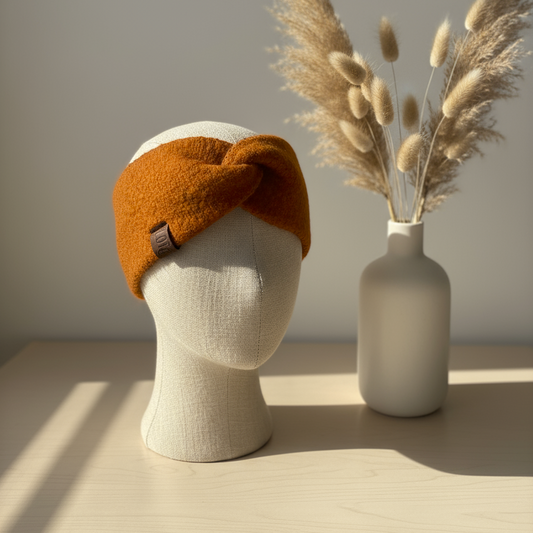 Stirnband Uni -Rostbraun-