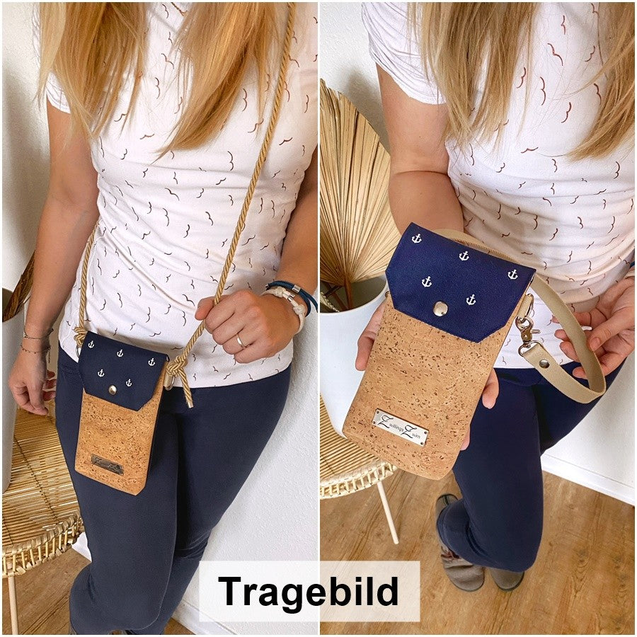 Handytasche *Papierboot* Kupfer/Neon Gelb/Kork Hellbraun