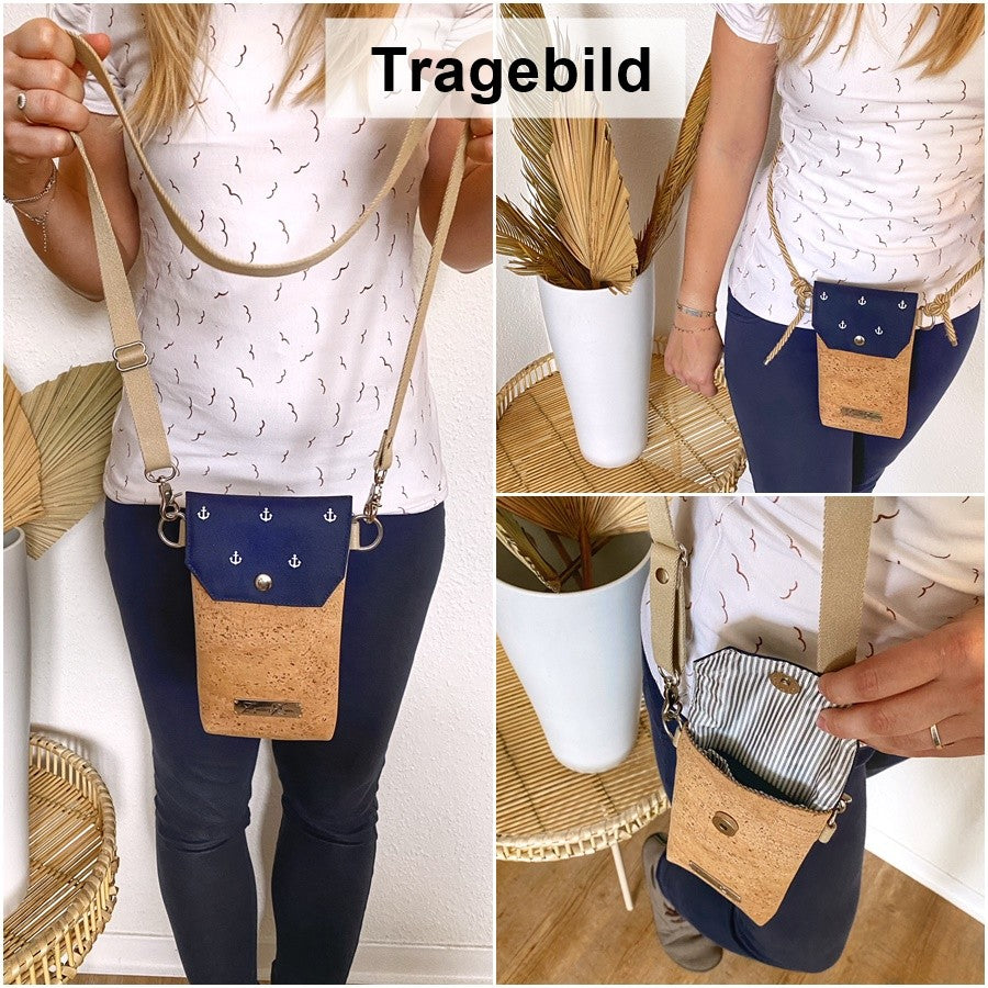 Handytasche *ohne Motiv* Nachtblau/Kork Braun Bronze