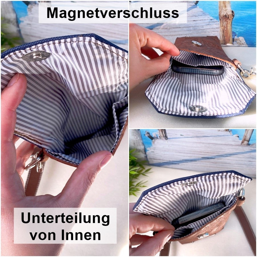 Handytasche *ohne Motiv* Nachtblau/Kork Braun Bronze