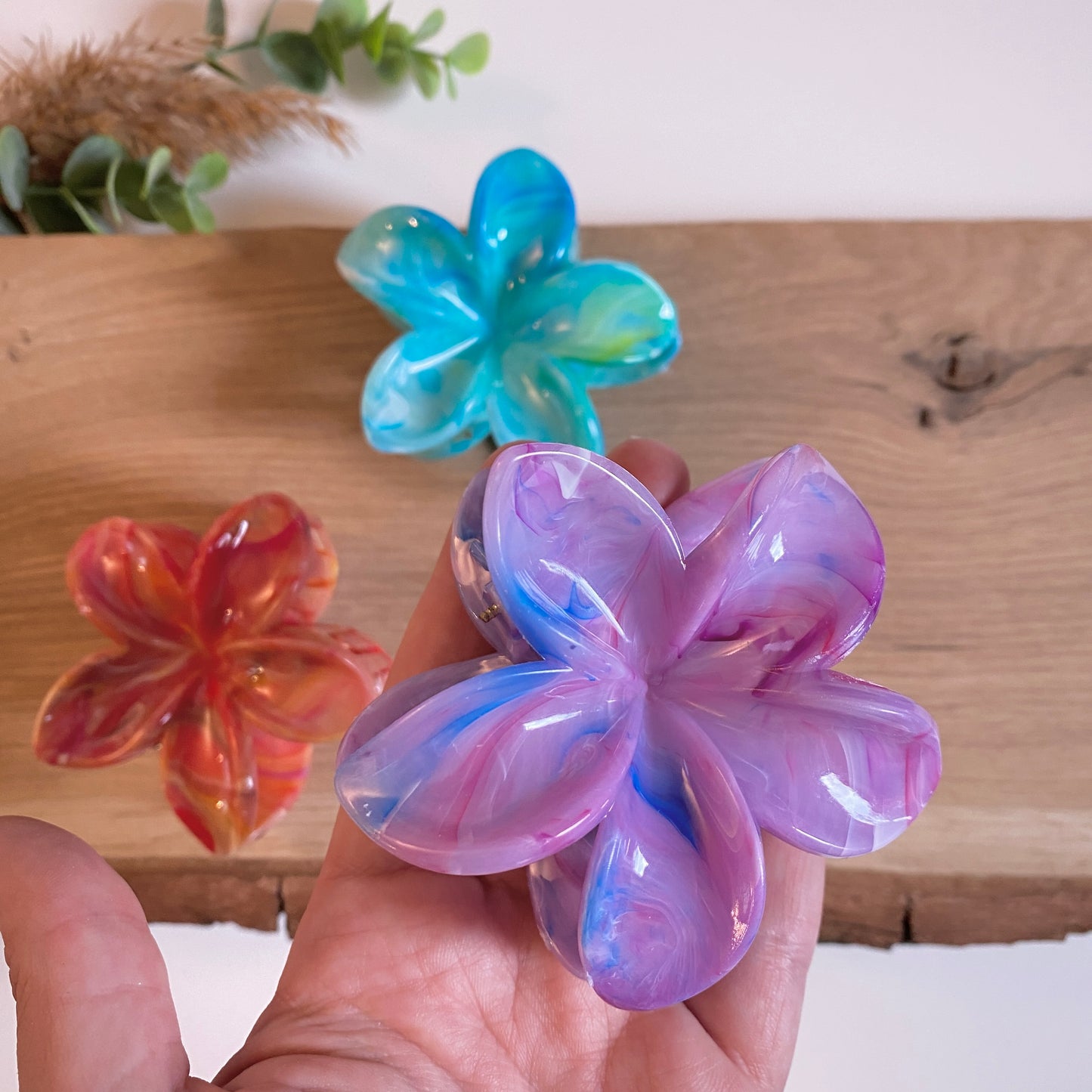Haarklammer Flower -Marble-