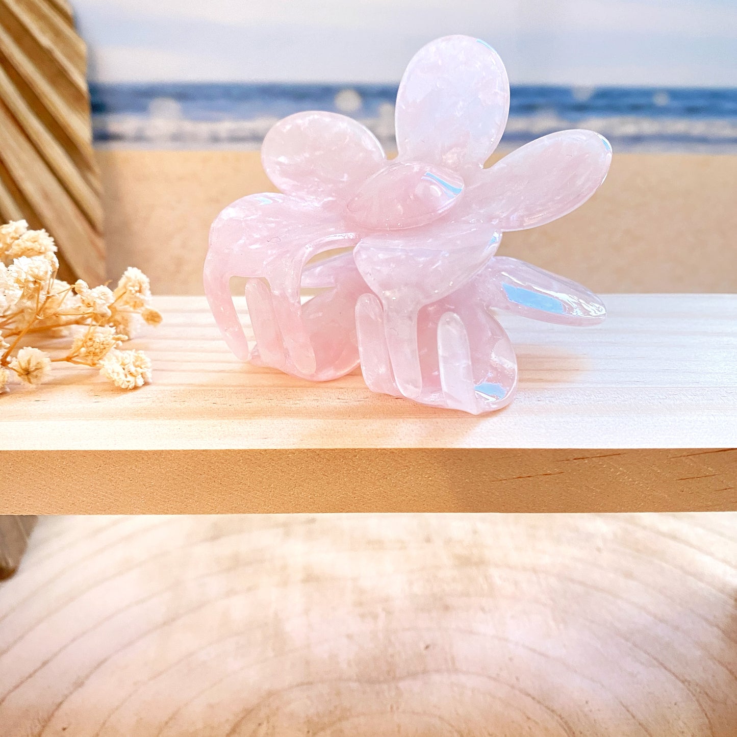 Haarklammer Blume -Rosa meliert-