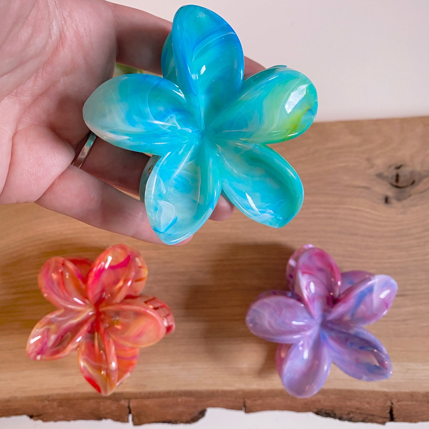 Haarklammer Flower -Marble-