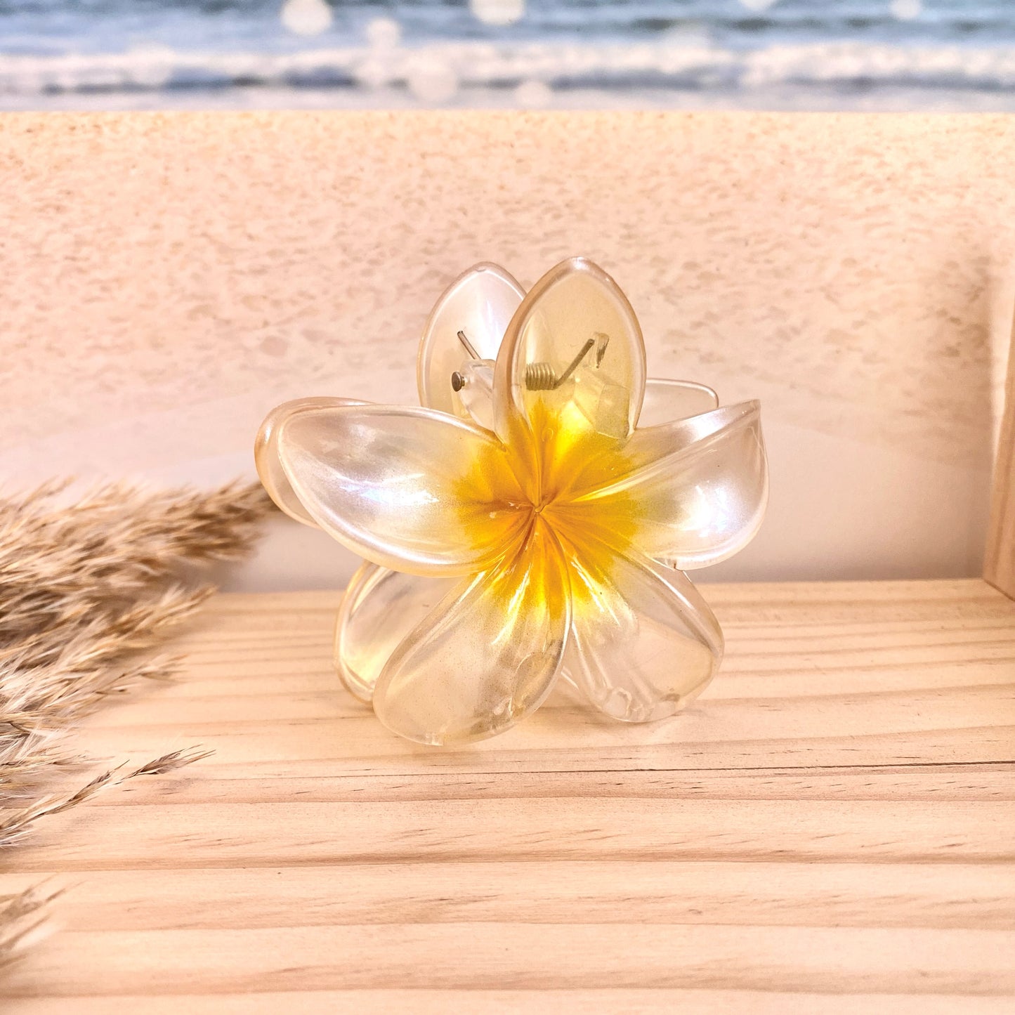 Haarklammer Flower -Gelb Metallic-