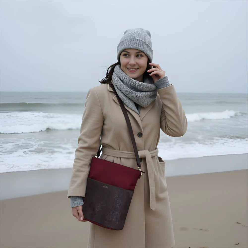 Umhängetasche Sperling Classic *Bordeaux/Kork Braun*